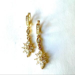 Huggie hoops gold earrings for women with beautiful crystal charm for date night